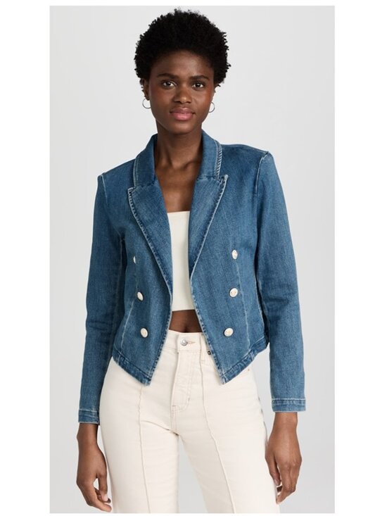 L'AGENCE Jackets & Blazers - L'Agence Wayne Denim Cropped Blazer Jacket
